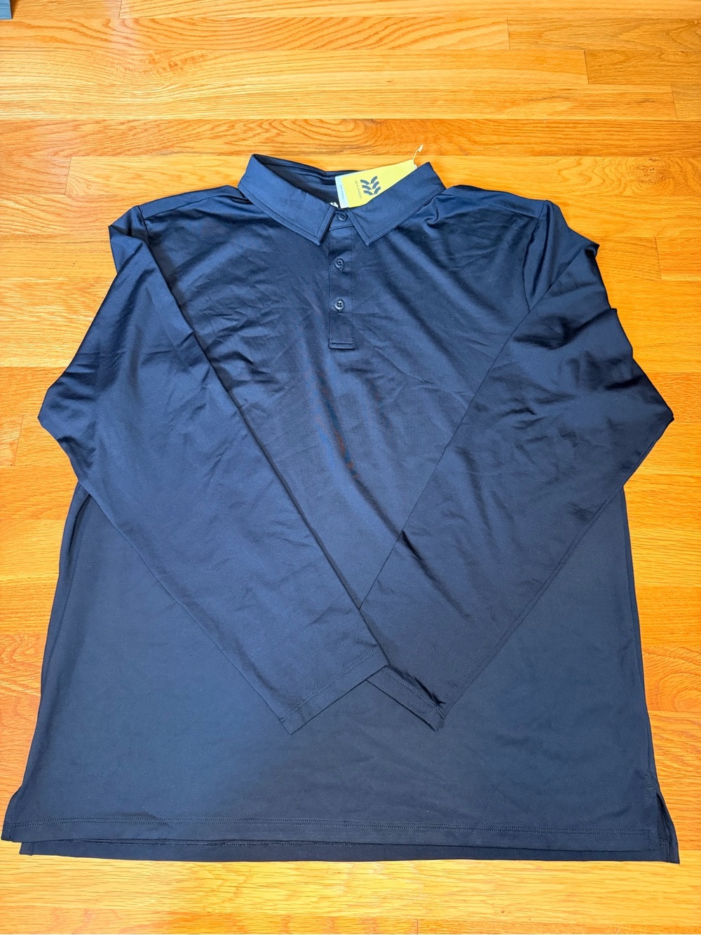 All in Motion Men’s Soft Stretch Long Sleeve Polo Black Size L NWT